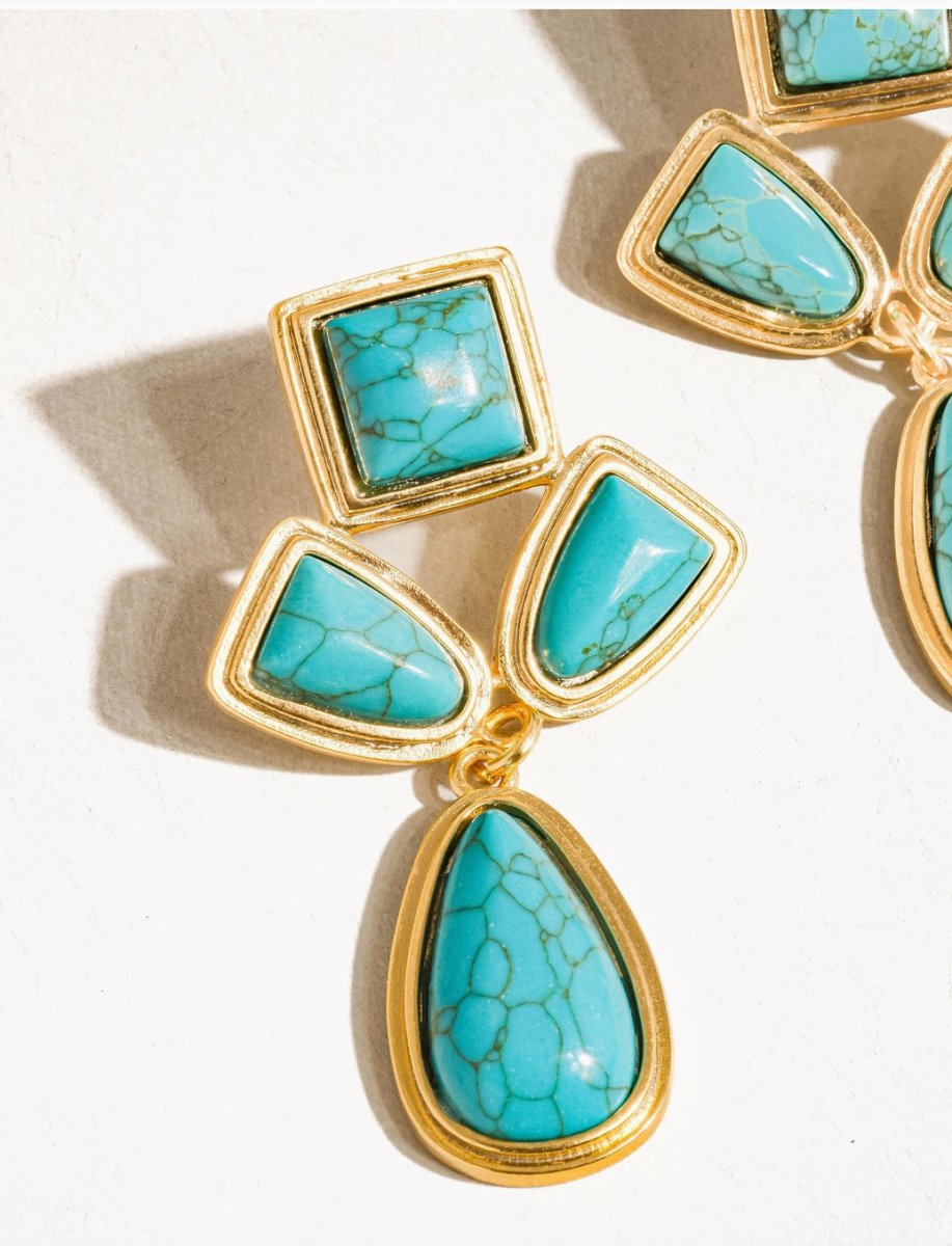 Elleonor 18K Gold Western Turquoise Stone Earring - Madmoizelle Closet