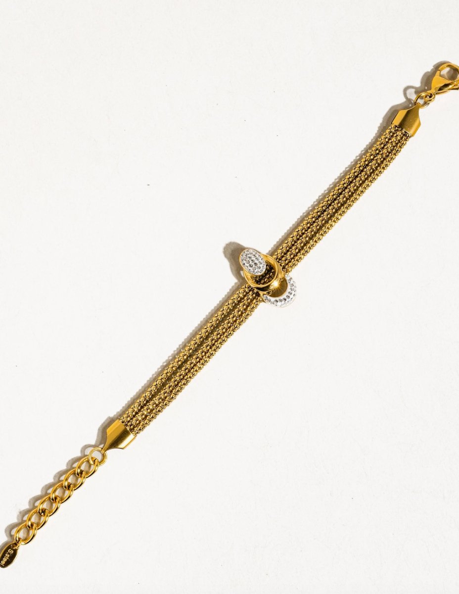 Fila 18K Gold Non - Tarnish Cz Layered Chain Bracelet - Madmoizelle Closet