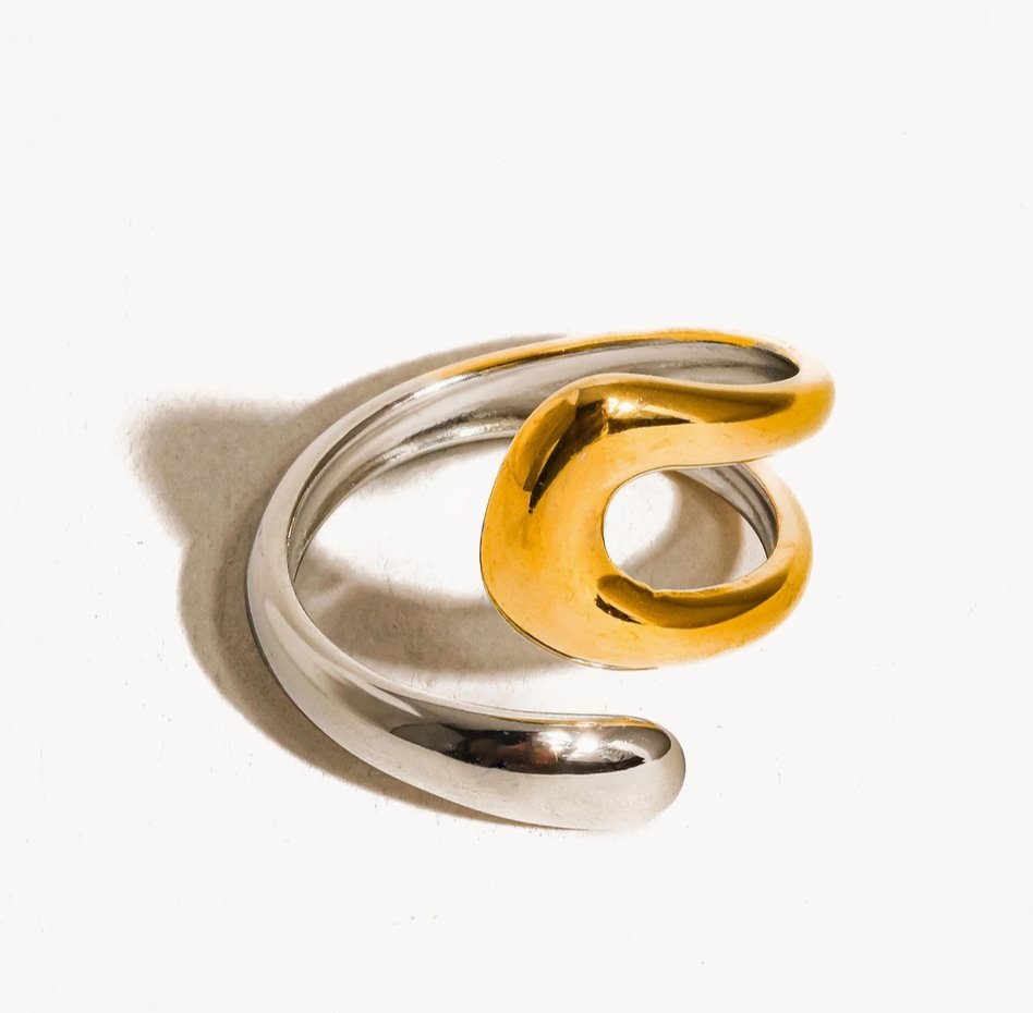 Zila 18K Gold Non - Tarnish Two Toned Ring - Madmoizelle Closet